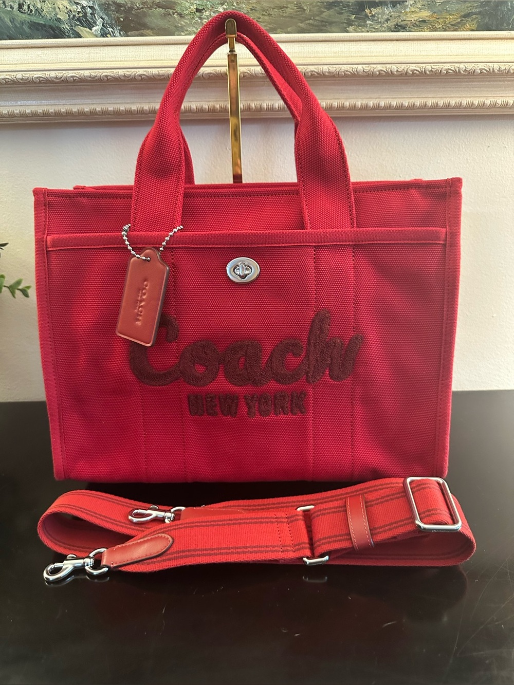Coach Red Cargo Tote Bag with Strap - Picture 3 of 5
